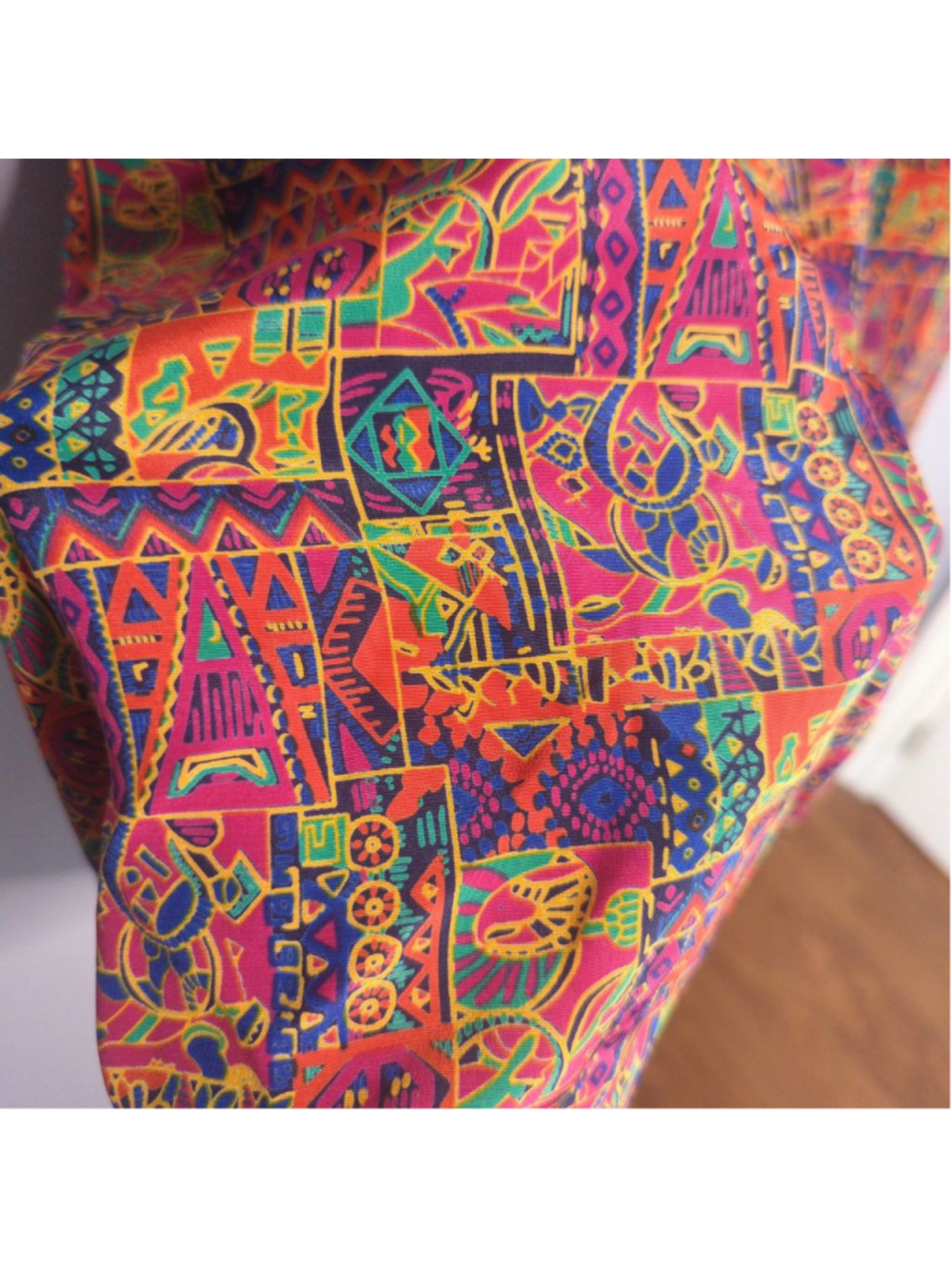 Vintage 80s/90s Geometric Psychedelic Midi Skirt Sz M Polyester Pink - Picture 6 of 10